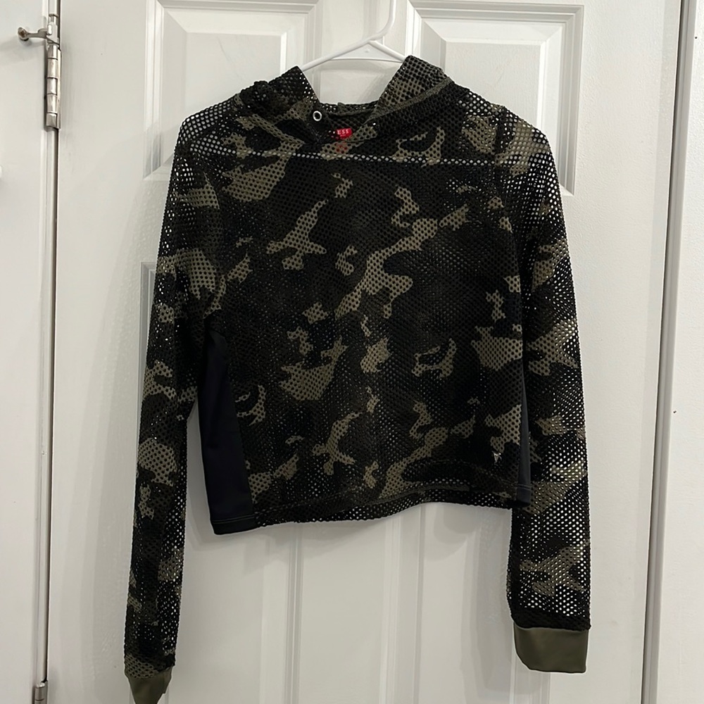Guess Camo Mesh Hooded Top